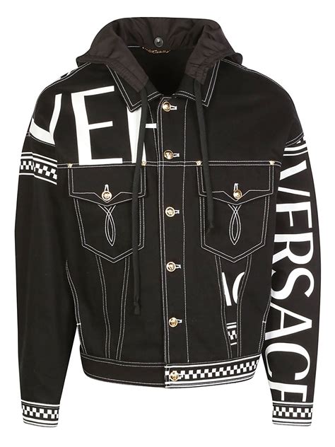 versace jacket black and white|versace denim jacket women's.